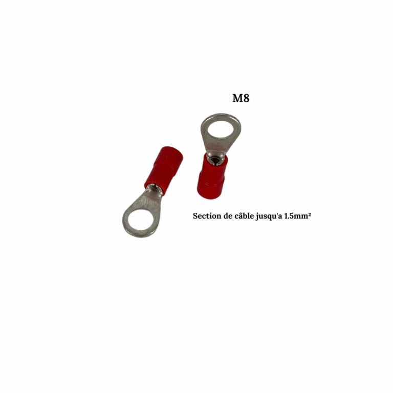 Cosses Anneau 10 Mm² M8 Rouge - Entrée Facile Polyamide - Lot De 50 Pièces - CIMCO 180074 - Neuves