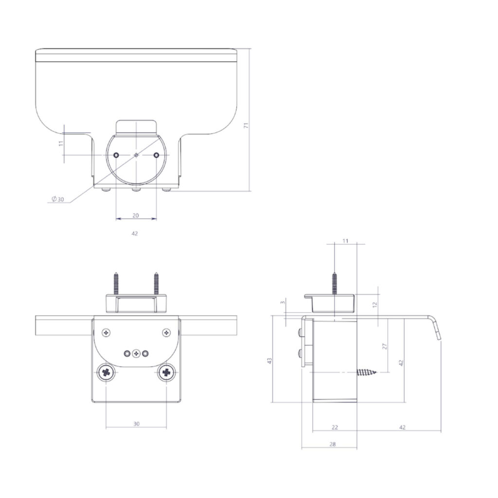 dimensions poignée pull lock 100MM inox brossé