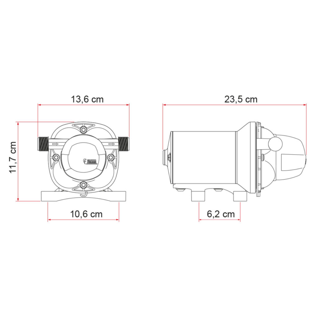 Pompe a eau FIAMMA Aqua F 13L schema dimension