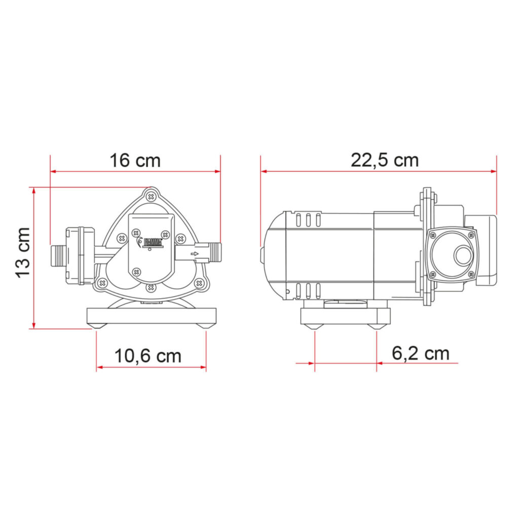 Pompe à eau fiamma aqua 8 10lmin schéma dimensions