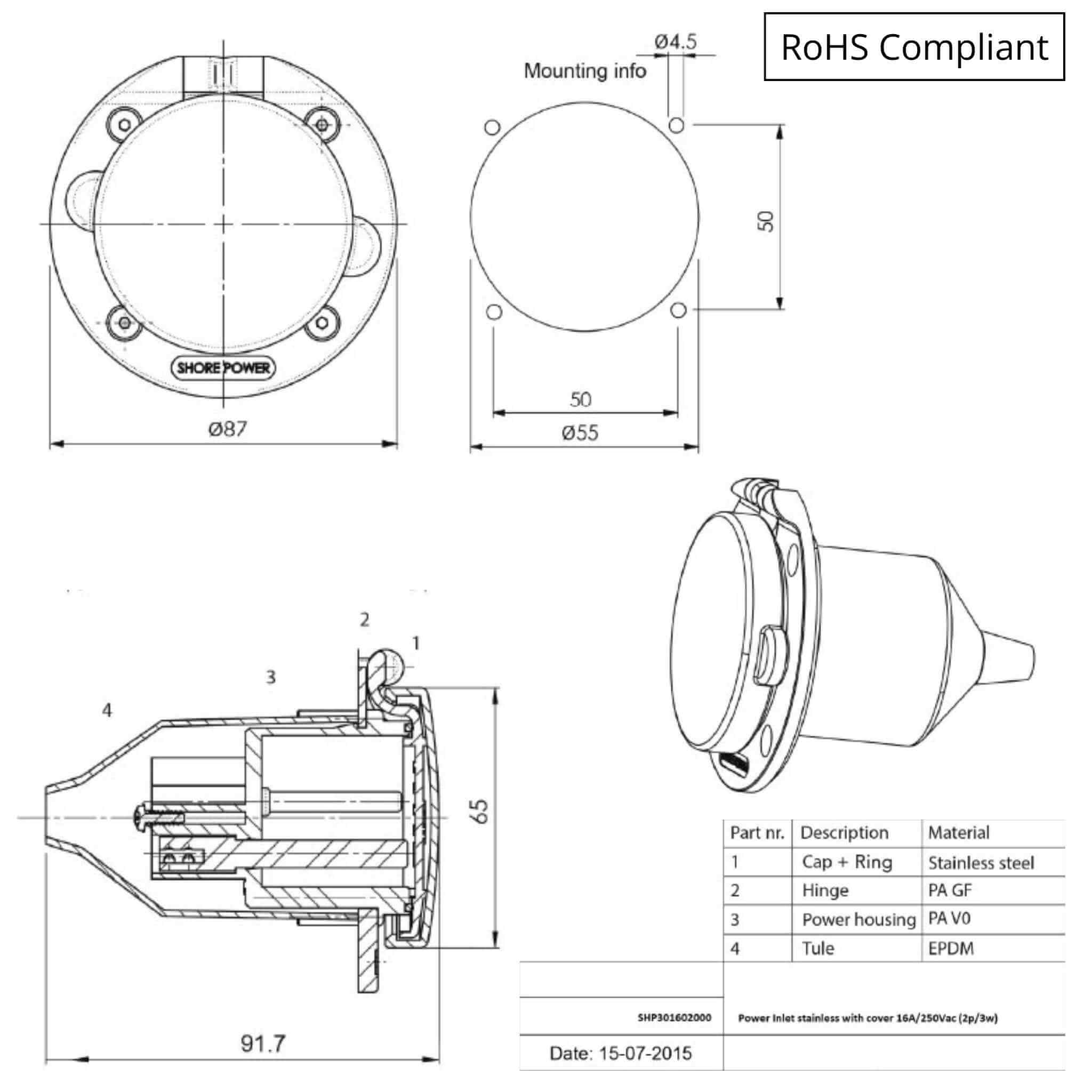 Prise P17 Victron Energy 16a - 250v 6 Prise P17 16a 250v vitron energy schema