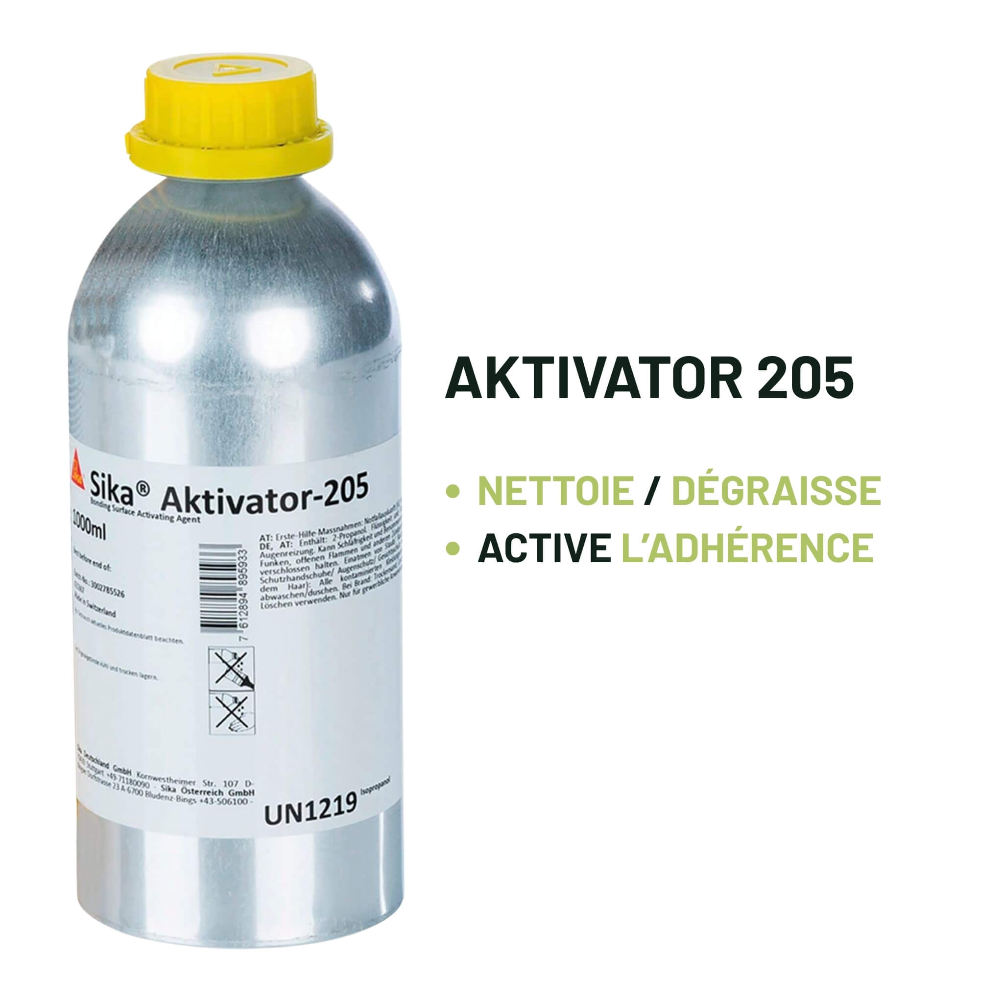 Sika Aktivator 205 en 1L nettoie et dégraisse