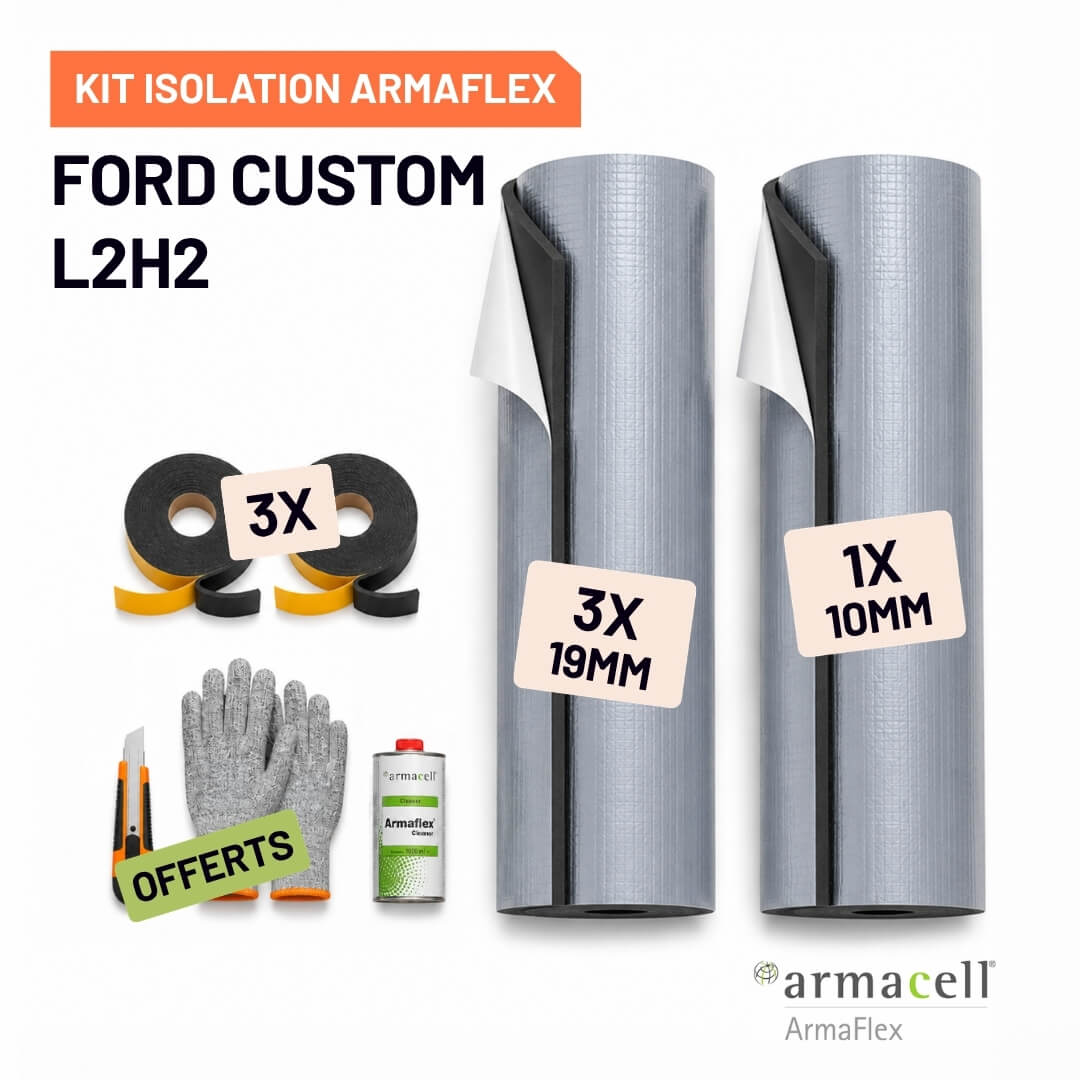 Kit Armaflex AF Ford Transit Custom L2H2 - Isolation 10 mm et 19 mm armacell kit armaflex af ford custom l2h2 Pack isolation Armaflex AF Ford Custom L2H2