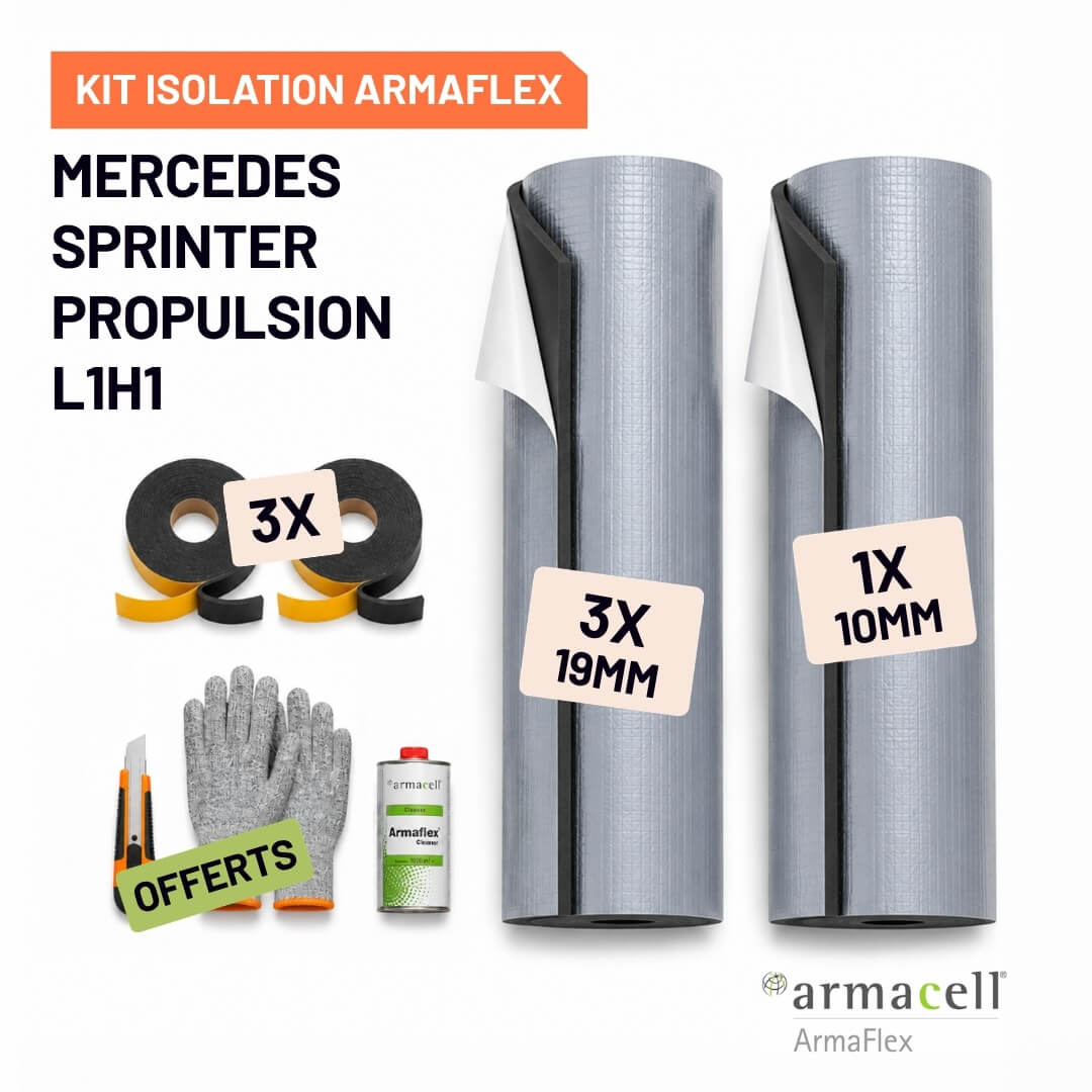 Kit Armaflex AF Mercedes Sprinter Propulsion L1H1 - Isolation Isolation 10 mm et 19 mm armacell kit armaflex af mercedes sprinter propulsion l1h1 Pack isolation Armaflex AF Mercedes Sprinter Propulsion L1H1