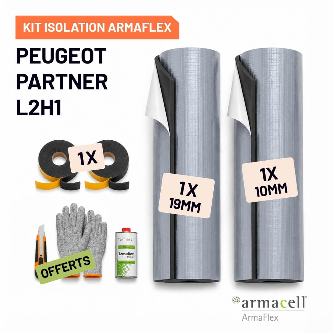 Kit Armaflex AF Peugeot Partner L2H1 - Isolation 10 mm et 19 mm armacell kit armaflex af peugeot partner l2h1 Pack isolation Armaflex AF Peugeot Partner L2H1