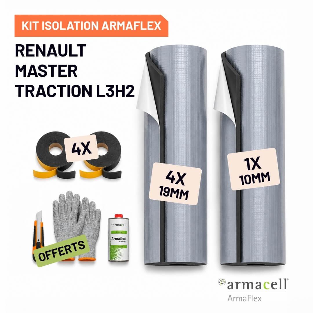 Kit Armaflex AF Renault Master Traction L3H2 - Isolation Isolation 10 mm et 19 mm armacell kit armaflex af renault master traction l3h2 Pack isolation Armaflex AF Renault Master Traction L3H2