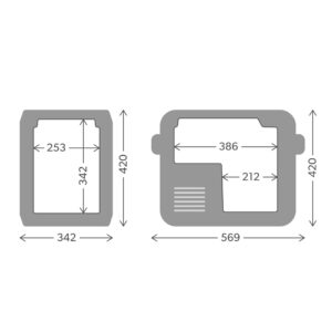 Dimensions glacière, dometic CFX 3 25L